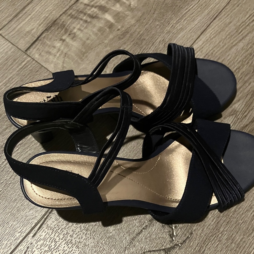 East 5th Black Strappy Heels
